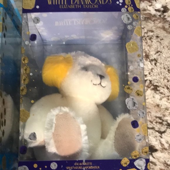 NEW Boxed 2 teddy bears Elizabeth Taylor White Diamond - Picture 8 of 9